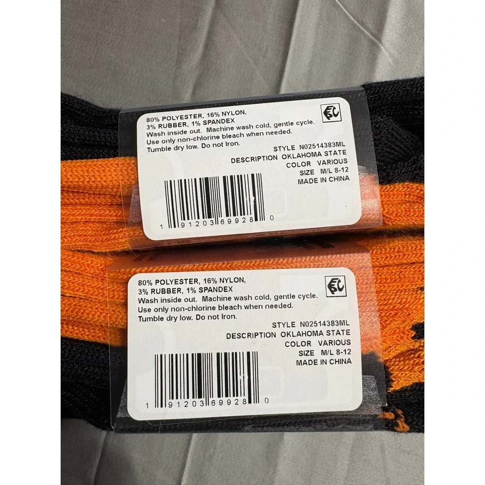 Strideline Oklahoma State OSU Cowboys Pokes Crew Sock 4 Pairs M 8-12 W 9.5-13